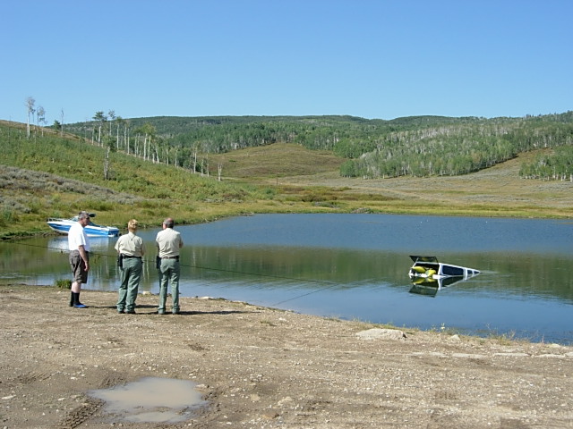 Steve's truck, half-submerged in Strawberry Reservoir